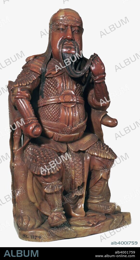 Ch'ing dynasty soapstone statuette of Kuan-ti, a god of war, from the British Museum's collection, 17th century.