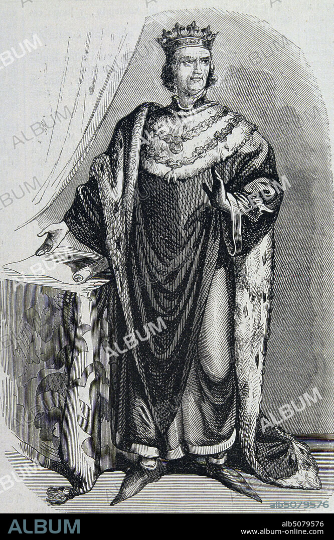 JUAN II DE ARAGON. REY DE ARAGON. MEDINA DEL CAMPO 1398-1479. GRABADO DEL MUSEO UNIVERSAL.