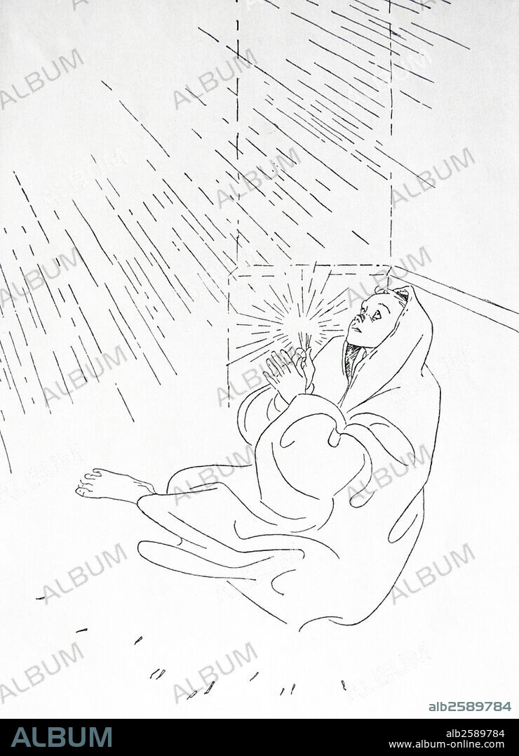 OLAF GULBRANSSON. Illustration of Ludwig Thoma by Olaf Leonhard Gulbransson (26 May 1873 in Oslo – 18 September 1958 in Tegernsee, Germany), he was a Norwegian artist, painter and designer. He is probably best known for his caricatures and illustrations. Gulbransson actively cooperated with the Nazis. During World War II. This illustration depicts he Little Match Girl; a short story by Danish author Hans Christian Andersen. The story is about a dying child's dreams and hope.