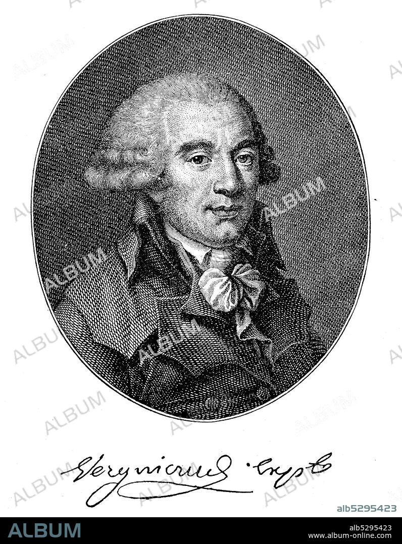 Pierre Victurnien Vergniaud, May 31, 1753 - October 31, 1793, was a leader of the Girondins in the French Revolution  /  Pierre Victurnien Vergniaud, 31. Mai 1753 - 31. Oktober 1793, war einer der Führer der Girondisten in der Französischen Revolution, Historisch, historical, digital improved reproduction of an original from the 19th century / digitale Reproduktion einer Originalvorlage aus dem 19. Jahrhundert,.