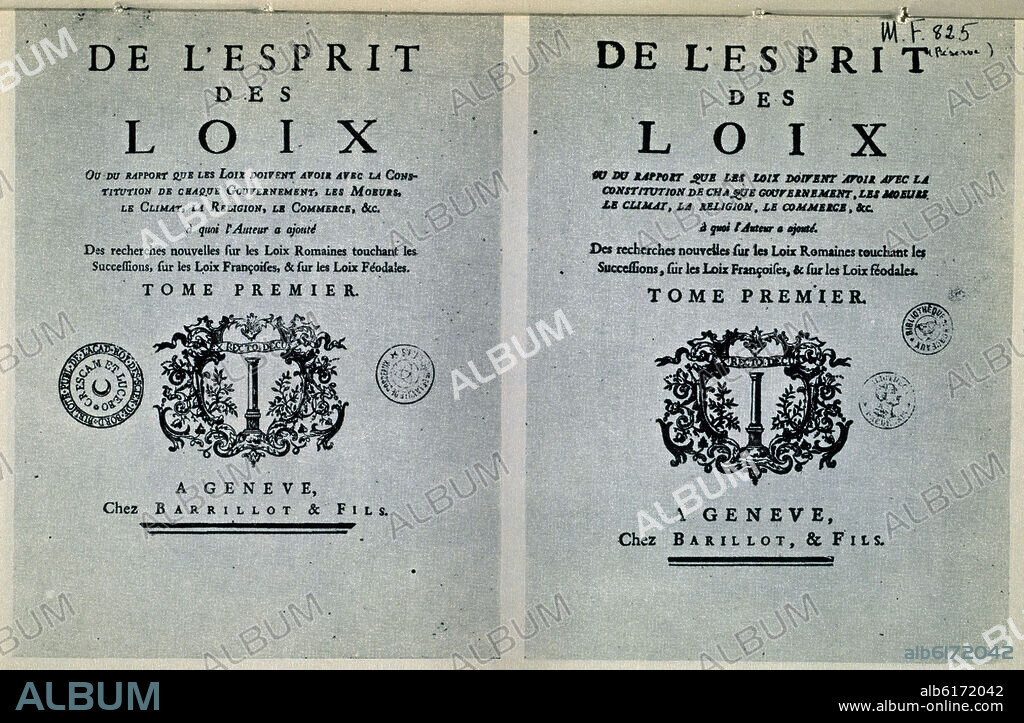 MONTESQUIEU. DEL ESPIRITU DE LAS LEYES - 1748 - TOMO PRIMERO.