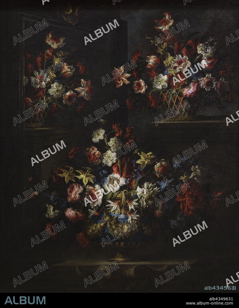 Juan de Arellano (1614-1676). Pintor español. Floreros ante un espejo, hacia 1660. Museo de Bellas Artes. La Coruña. Galicia. España.
