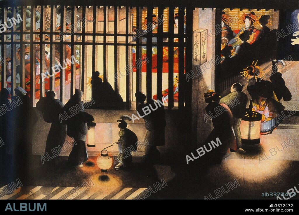 KATSUSHIKA OI. Night Scene in the Yoshiwara.