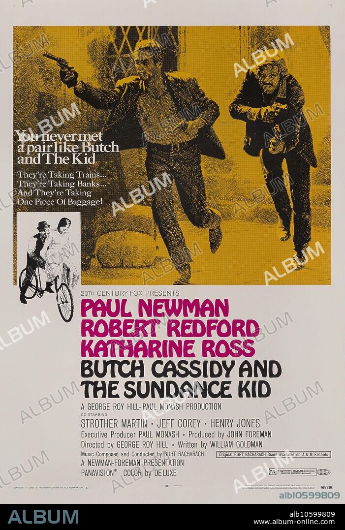 JACK UNRUH. Movie poster "Butch Cassidy and the Sundance Kid" by George Roy Hill.