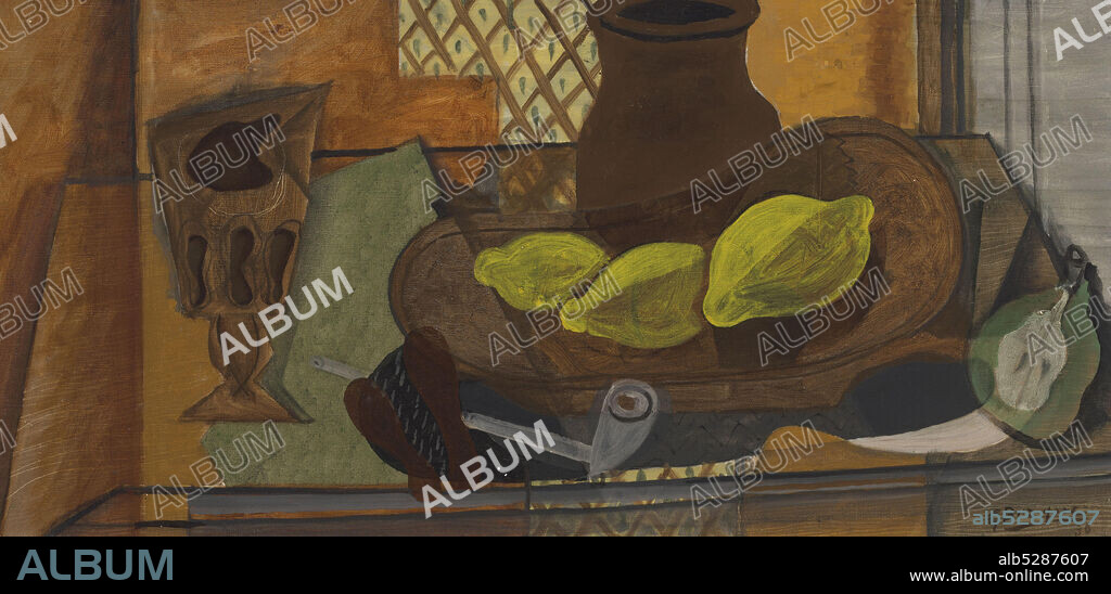 GEORGES BRAQUE. Glass, pipe, lemons and sliced pear.