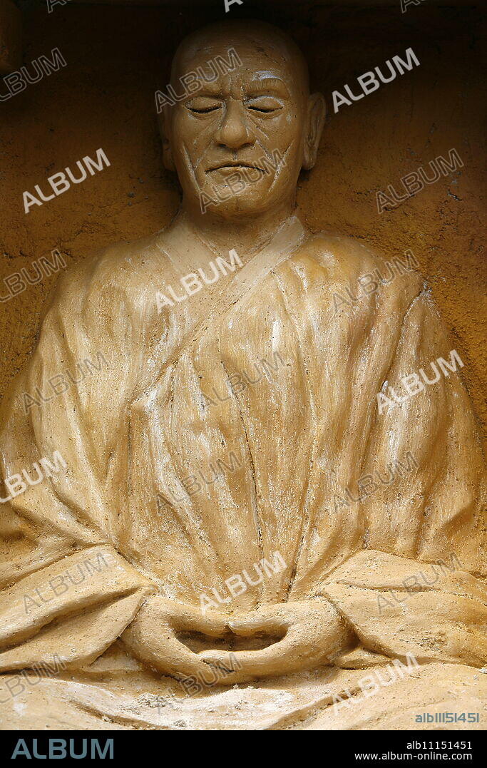 Statue of Zen master, Larzac, Dordogne, France, Europe.