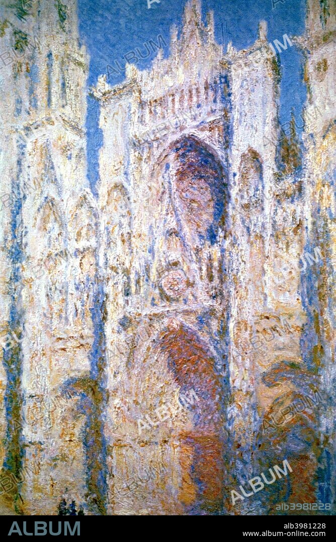 'Rouen Cathedral, Harmony in Blue and Gold', 1894. Rouen Cathedral, The Portal and the Tour Sainte-Romain. From the Musee d'Orsay, Paris, France.