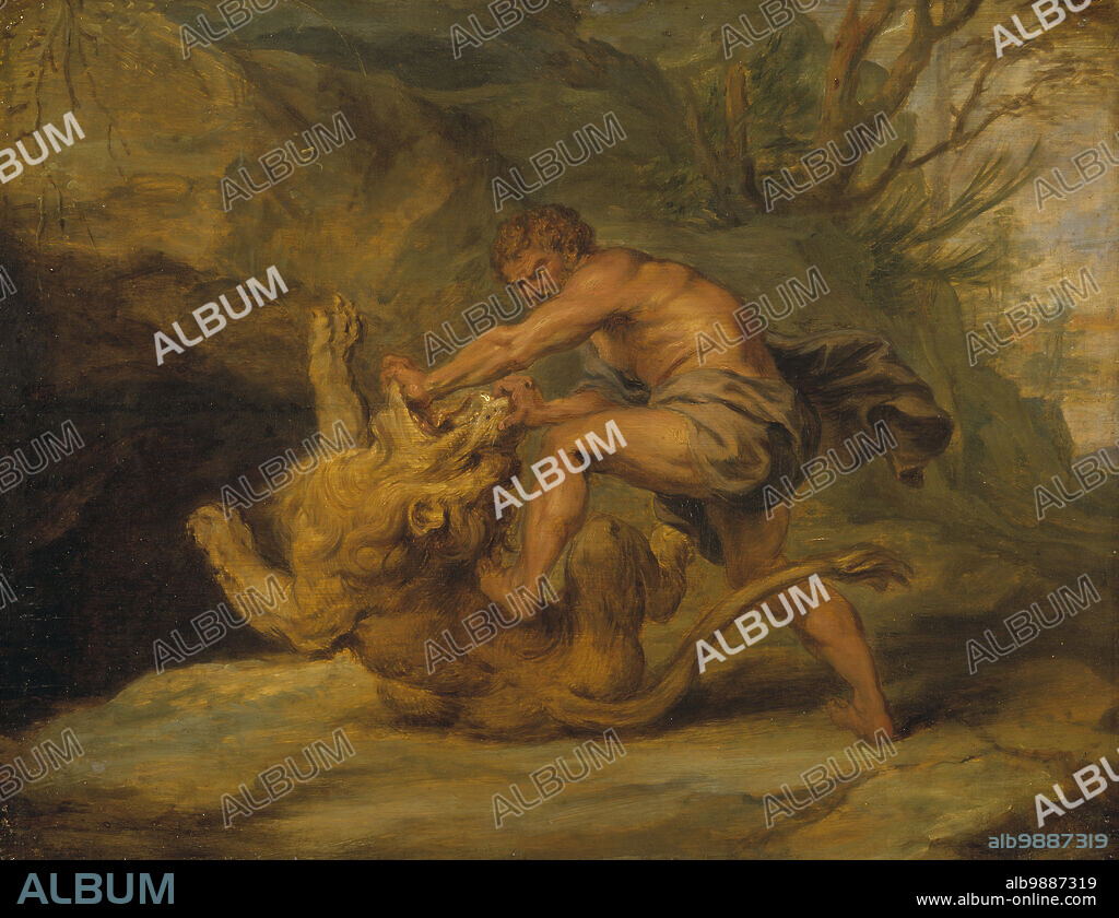 WORKSHOP OF PETER PAUL RUBENS. Samson and the Lion. Study, early-mid 17th century.