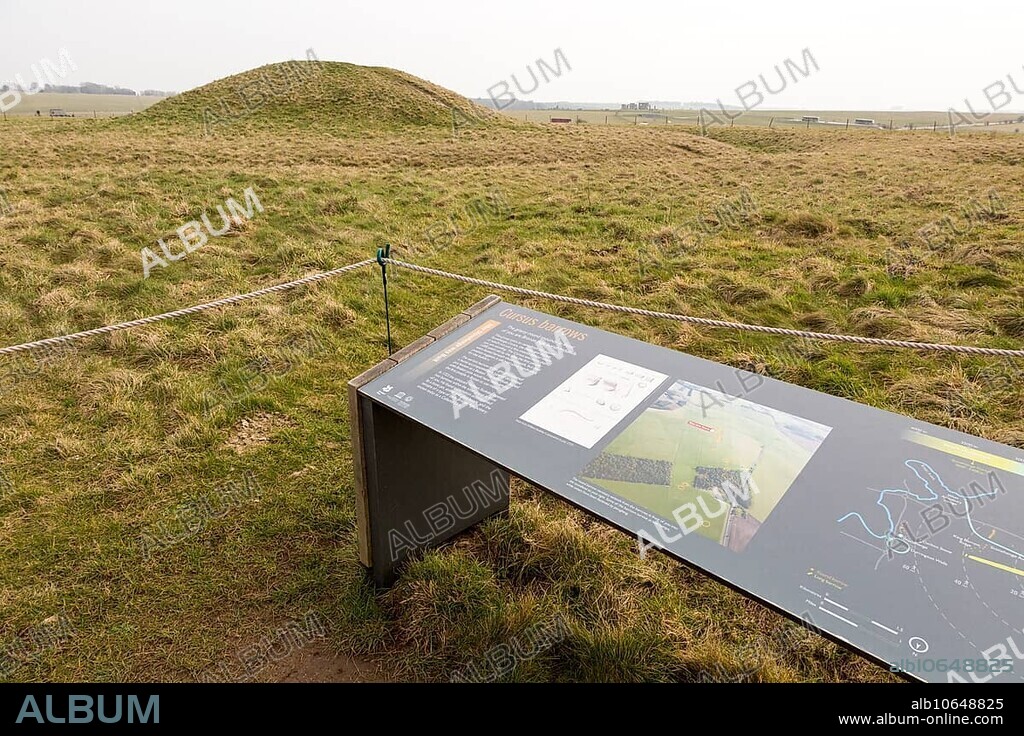 Bronze Age burial mounds known as the Cursus Barrows, Stonehenge, Wiltshire, England, UK.
