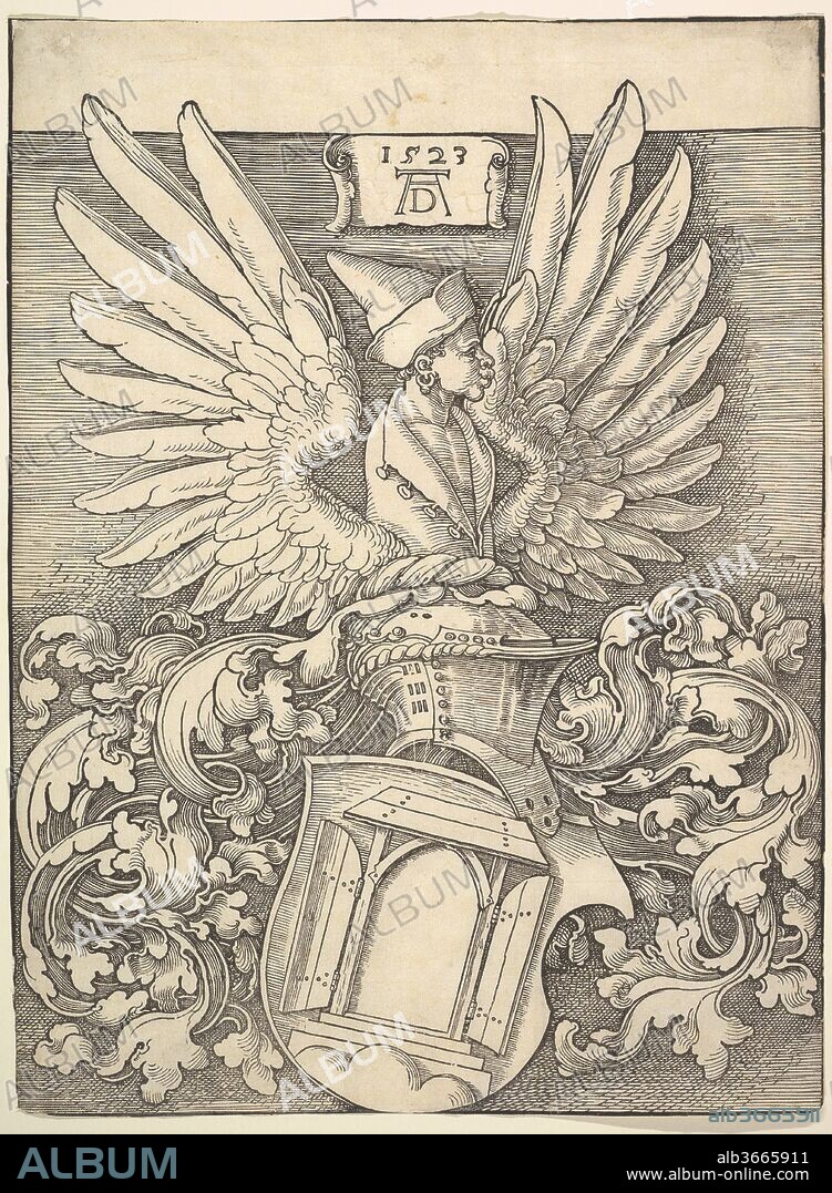 ALBRECHT DÜRER. Coat of Arms of Albrecht Dürer. Artist: Albrecht Dürer (German, Nuremberg 1471-1528 Nuremberg). Dimensions: sheet: 13 13/16 x 10 1/4 in. (35.1 x 26.1 cm). Date: 1523.
