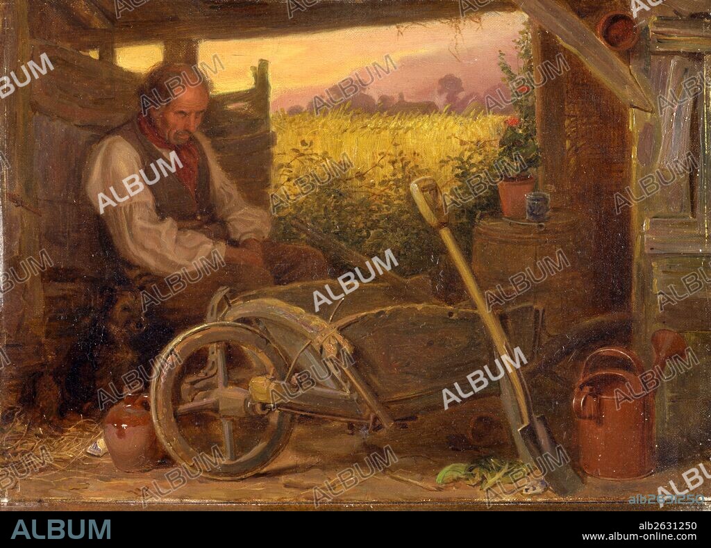 The Old Gardener Signed and dated, lower right: "BR 1863", Briton Riviere, 1840-1920, British.