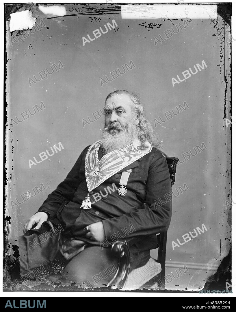 Pike, Albert, between 1865 and 1880. [Author, poet, editor, lawyer and soldier: Confederate general, associate justice of the Arkansas Supreme Court in exile. Seen here in Masonic regalia].