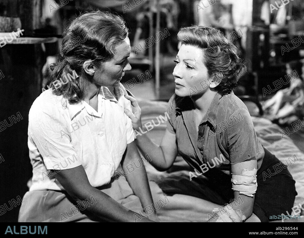 CLAUDETTE COLBERT and FLORENCE DESMOND in THREE CAME HOME, 1950, directed by JEAN NEGULESCO. Copyright 20TH CENTURY FOX.
