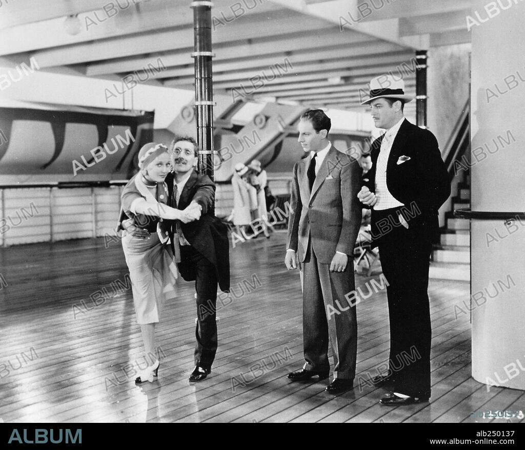 GROUCHO MARX, THELMA TODD and ZEPPO MARX in MONKEY BUSINESS, 1931, directed by NORMAN Z. MCLEOD. Copyright PARAMOUNT PICTURES.