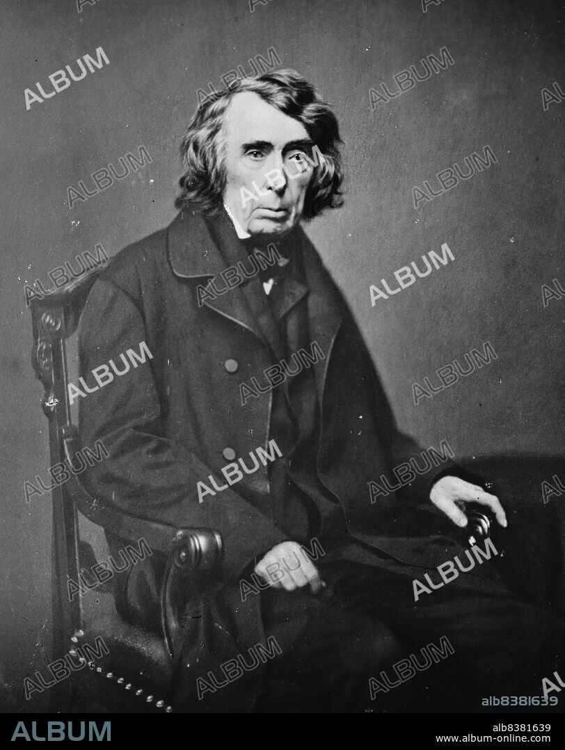 Roger B. Taney, between 1855 and 1865. [Proslavery attorney, judge: Chief Justice of the United States. Delivered the majority opinion in Dred Scott v. Sandford (1857), ruling that African Americans could not be considered US citizens, and that Congress could not prohibit slavery in the US territories].