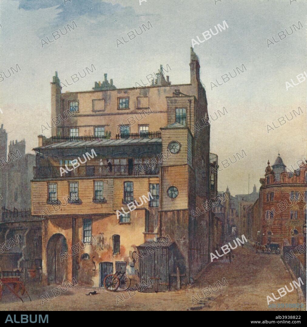 'Sir William Congreve's House, South End of Cecil Street, Strand', Westminster, London, 1882 (1926). Cecil Street was removed for the construction of the Cecil Hotel. The hotel later became Shell-Mex House. From Lost London described by E. Beresford Chancellor. [The Chiswick Press for Constable and Company Limited, London, 1926].