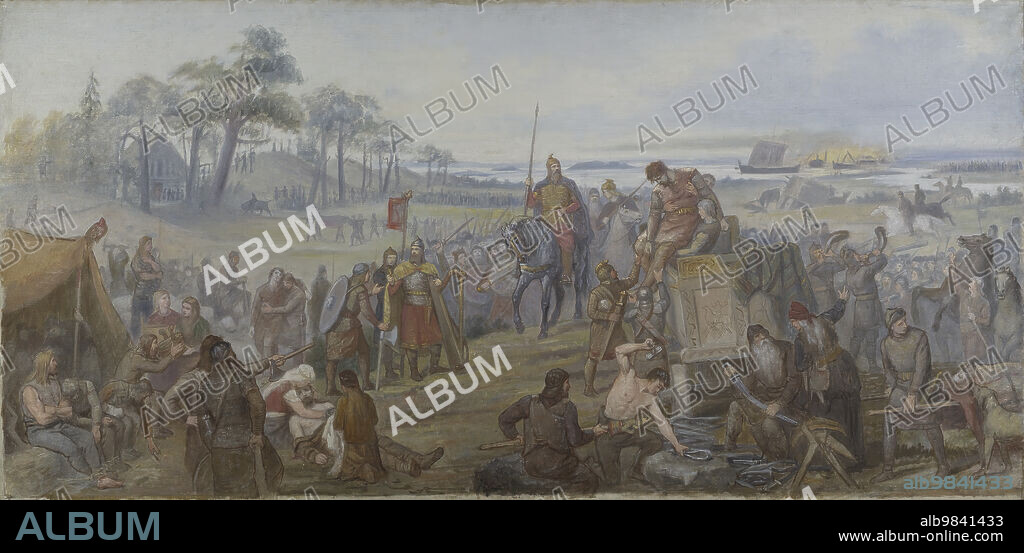 MARTEN ESKIL WINGE. After the Battle of Fyrisvall. Proposed Decoration of the Walls in the Upper Hall of the NM, c19th century.