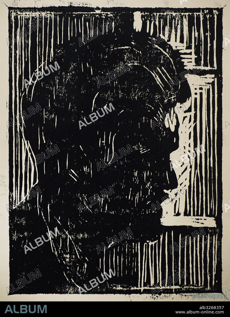 Edvard Munch (1863-1944). Norwegian painter. Self-portrait facing right, 1912-1913. Woodcut. Munch Museum. Oslo. Norway.