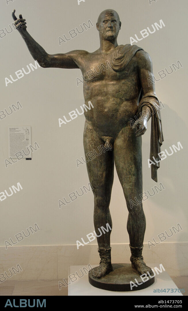 TREBONIANO GALO (Cayo Vibio Treboniano Galo) (206-253). Emperador romano. S. III. Estatua romana en bronce fechada entre los años 251 y 253. Hallada en las cercanías de la Basílica de San Juan de Letrán (Roma). Museo Metropolitano de Arte. Nueva York. Estados Unidos.