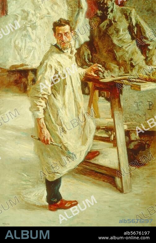Mayer, Giovanni Italian sculptor. "Portrait of the sculptor Giovanni Mayer". Painting by Umberto Veruda (1868-1904). Venice, Galleria Int. d'Arte Moderna.