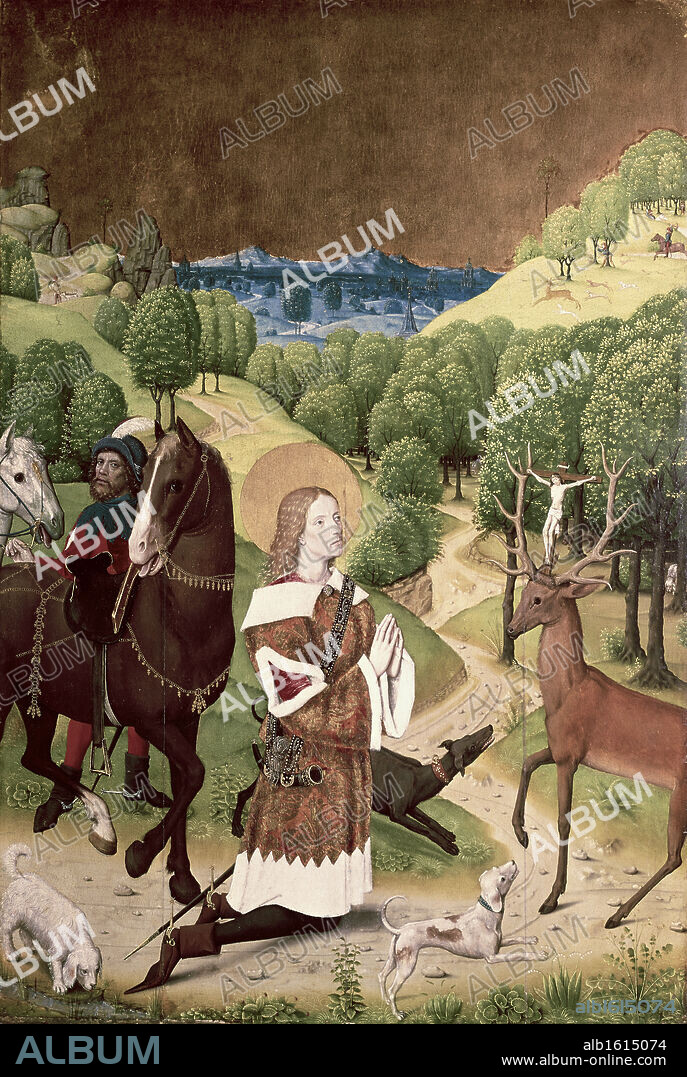 Conversion Of St. Hubert Master of Werden (ca.1463-1480 German) Oil On Wood Panel National Gallery, London, England.
