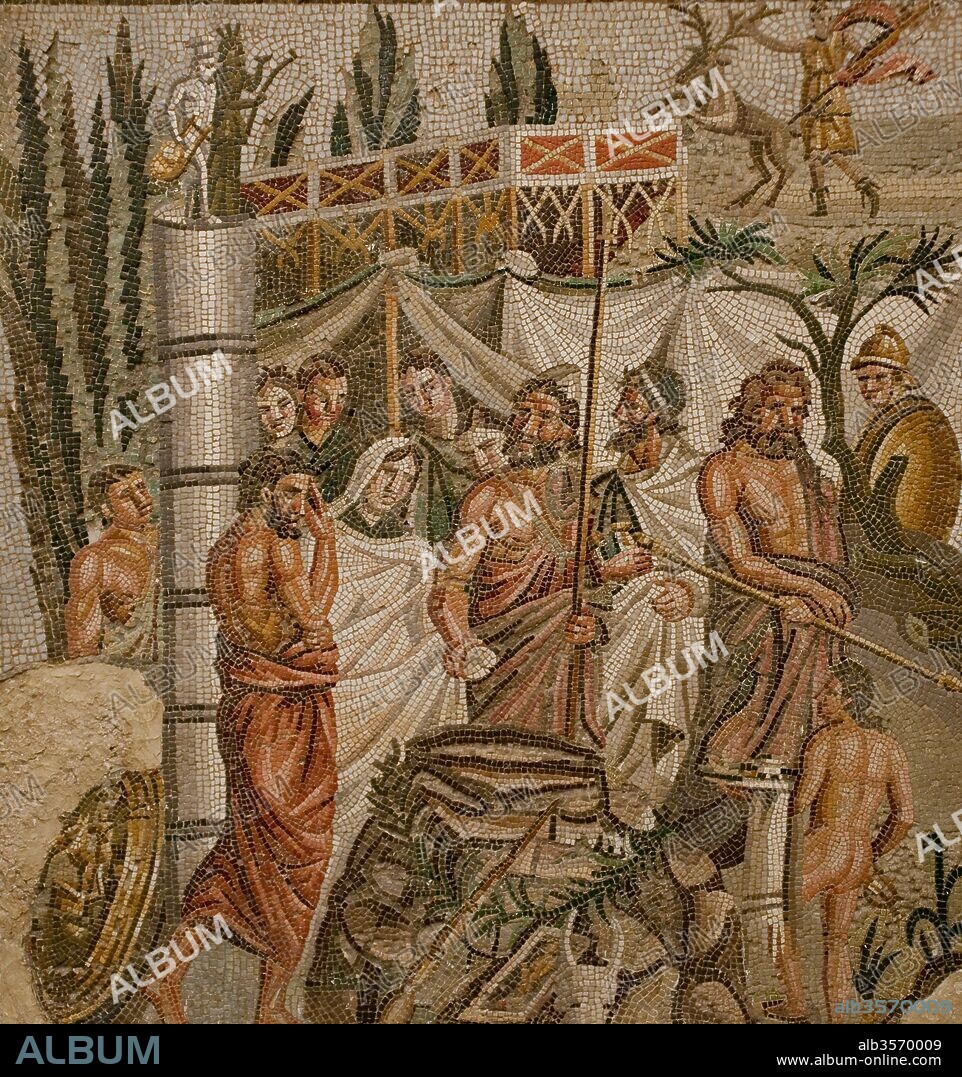 "Sacrificio de Ifigenia" (Sacrifice of Iphigenia), 1st century AD, Mosaic, 55 x 60 cm.