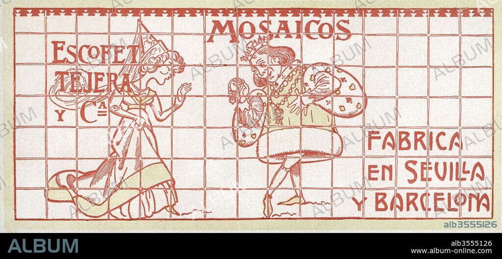 Publicidad. Mosaicos hidráulicos Escofet Tejera y Cia. Barcelona, año 1904.