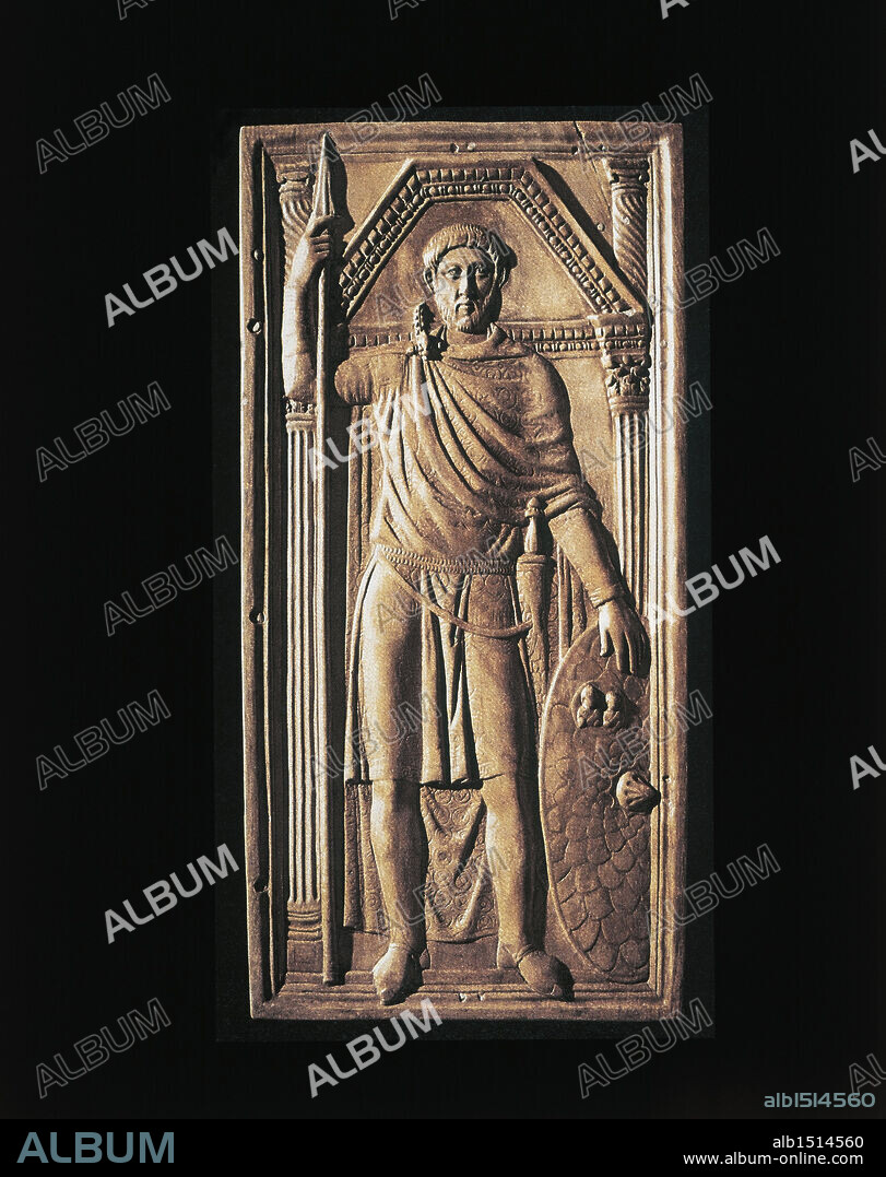 Roman civilization, 4th century A.D. Valve from a diptych portraying Flavius Stilicho.