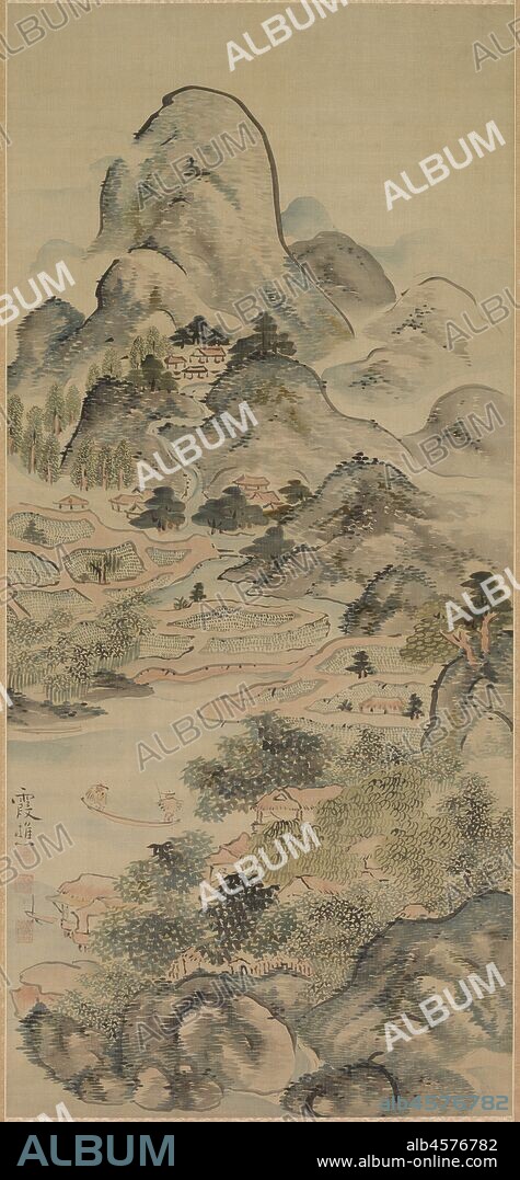 Fishing in Springtime, 1700s. Ike Taiga was subject to many artistic influences; we know he practiced Zen calligraphy from an early age, his father may have had ties to the famous painter Ogata Korin (1658-1716), he may have trained under a Tosa school painter, and he is thought to have seen Western images early on that informed his approach in representing depth. Though he started with professional beginnings?making a living after his father?s death by selling paintings on fans?he surrounded himself with the members of the literati community, and never stopped absorbing stylistic influences from diverse sources throughout his career. As a result, his style is unique and aesthetically definitive of  nanga ?the name given to Japanese literati painting.