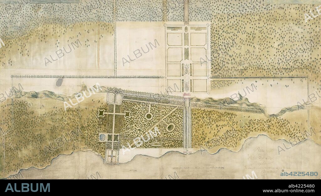 'Upper and Lower Gardens of Peterhof. Plan'. Russia, 1716. Dimensions: 65x112 cm.