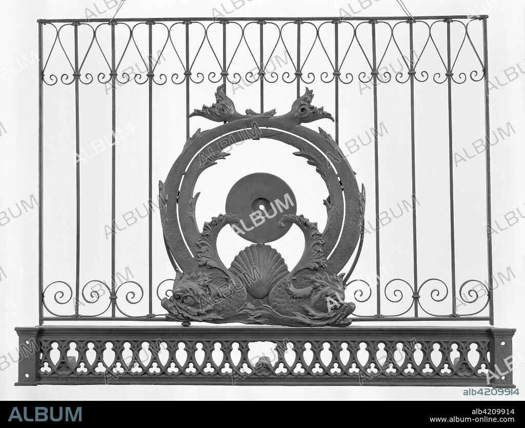 CHARLES B. ATWOOD. Fisher Building, 343 South Dearborn Street, Chicago, Illinois: Upper Portion of Elevator Grille. Designer: Charles Atwood (American, 1849-1895); Architect: D.H. Burnham & Co. (American, 1891-1912). Date: 1895-1896. Dimensions: Grille: 38 3/4 × 47 5/8 × 3 5/8 in.
Floor indicator: 25 1/2 × 21 3/4 × 2 1/4 in. Wrought and cast iron. Origin: Chicago.