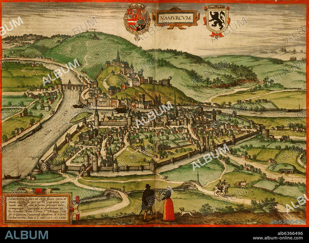 GEORG BRAUN 1541-1622 / FRANS HOGENBERG. CIVITATES ORBIS TERRARUM - NAMUR (BELGICA) - GRABADO - 1575.