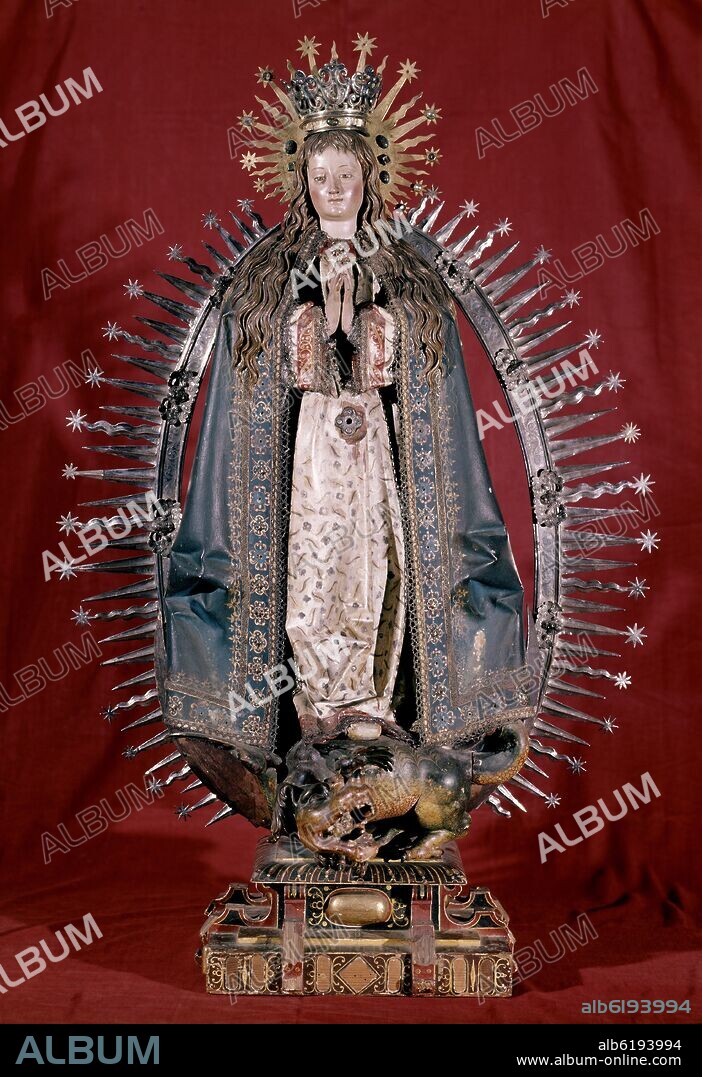 GREGORIO FERNANDEZ. LA INMACULADA EN MADERA POLICROMADA- S XVII - ESCULTURA BARROCA-MADERA POLICROMADA.