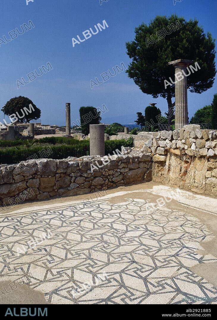 Spain. Catalonia. Empuries. The Mosaic floor of roman house. 2nd-1st BC. L'Escala. Province of Girona.