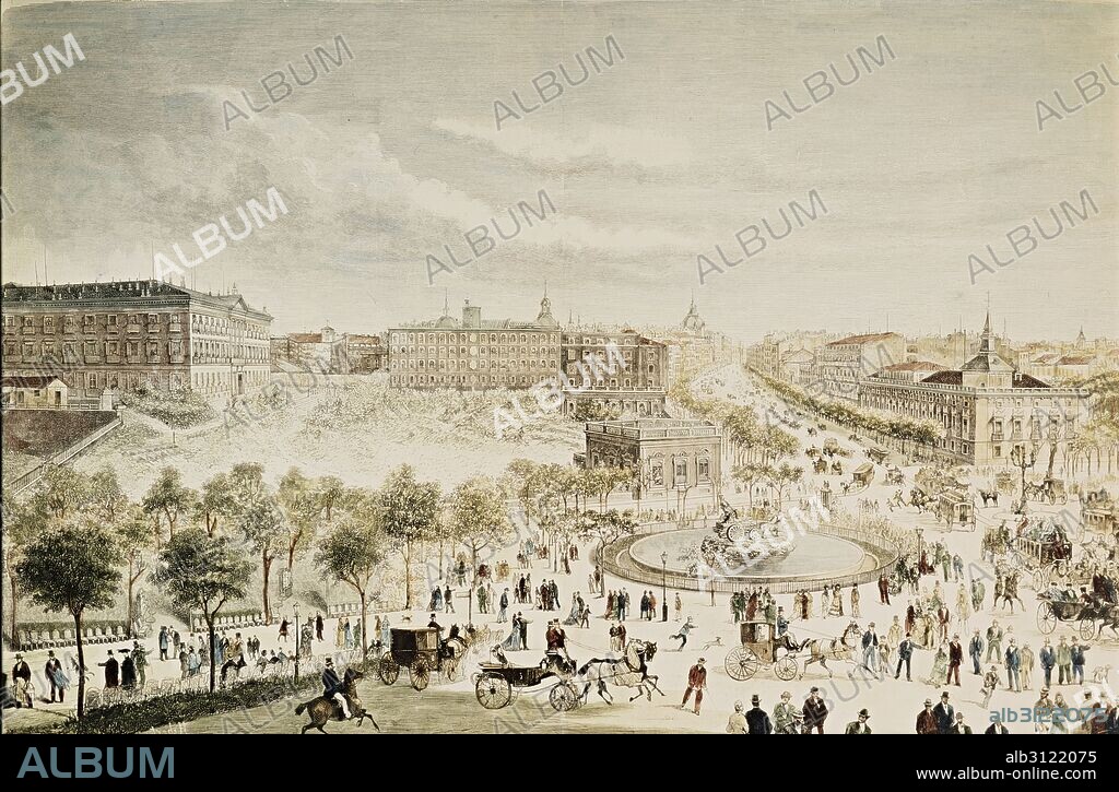 Martinez Hebert. Ciudades: Madrid, calle de Alcala. Grabados Mexico, Madrid.