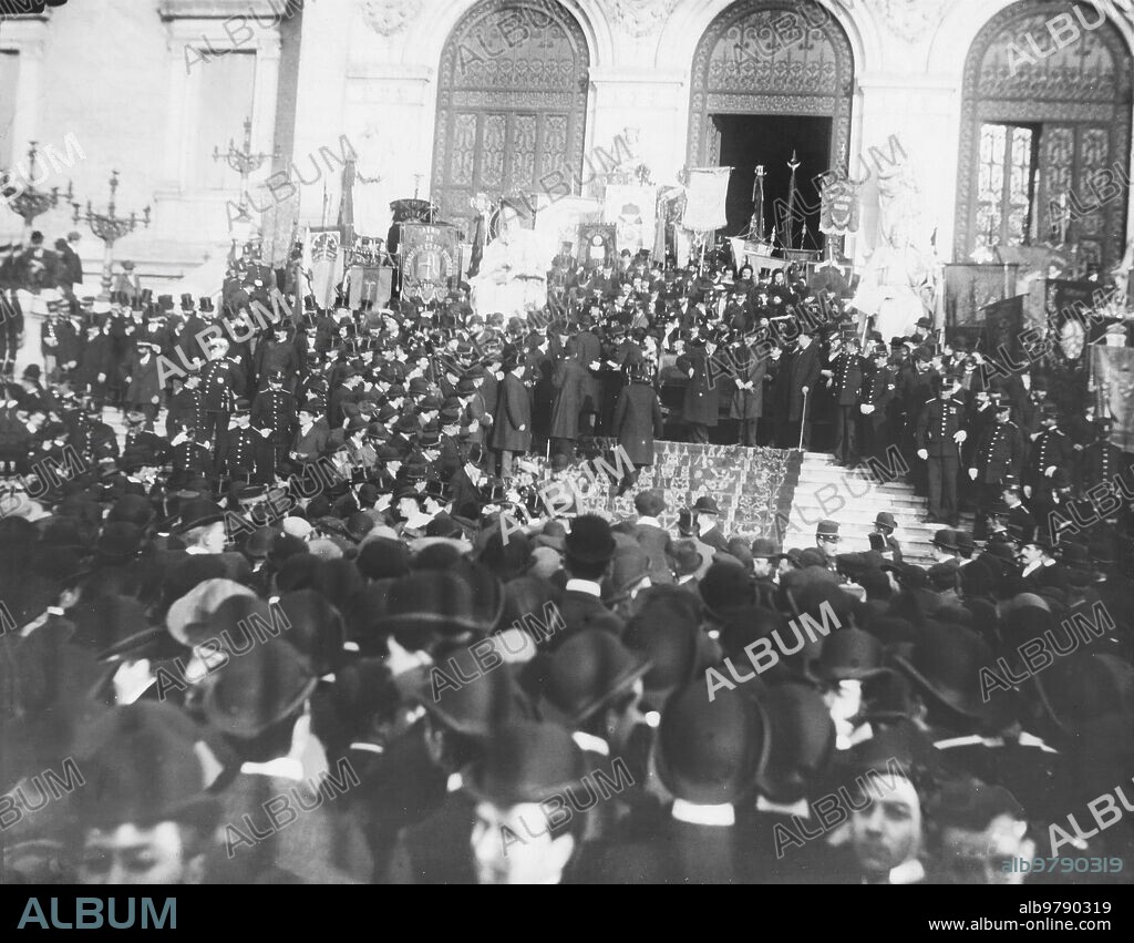 Madrid,  Marzo de 1905. Homenaje a Don José Echegaray en la Biblioteca Nacional.