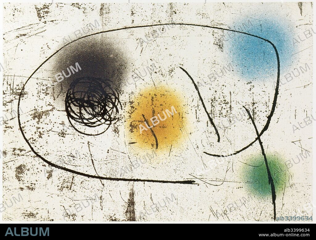 JOAN MIRÓ. Joan Miró / 'Lapidari (Serie de 4)', Aguafuerte con aguatinta, 49 x 34 cm.