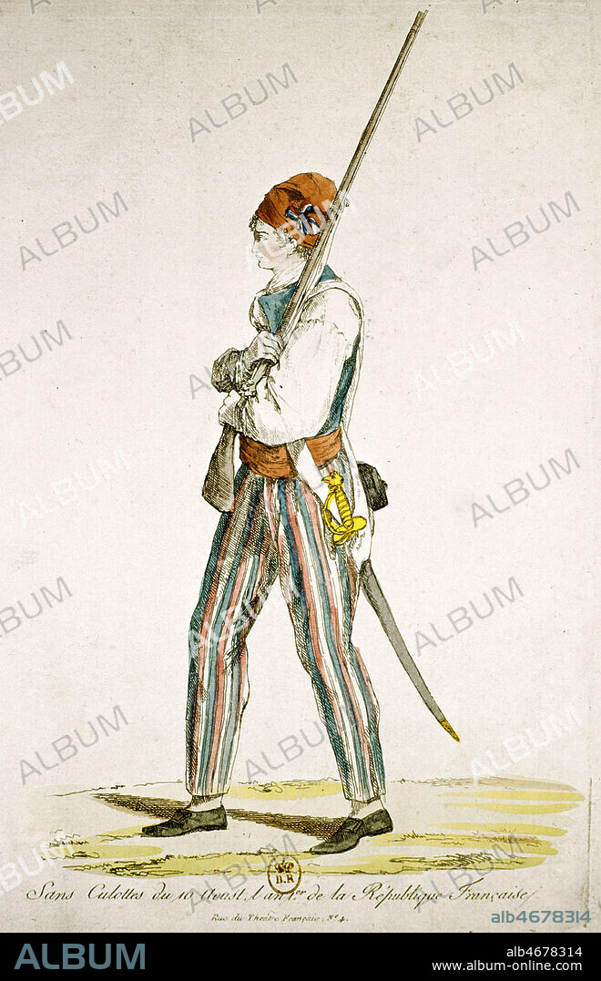 Sans-Culotte du 10 aout de l'An 1er de la Republique francaise (1792-93). Illustration anonyme ver 1793. Credit : Coll. Jean Vigne /Kharbine-Tapabor.