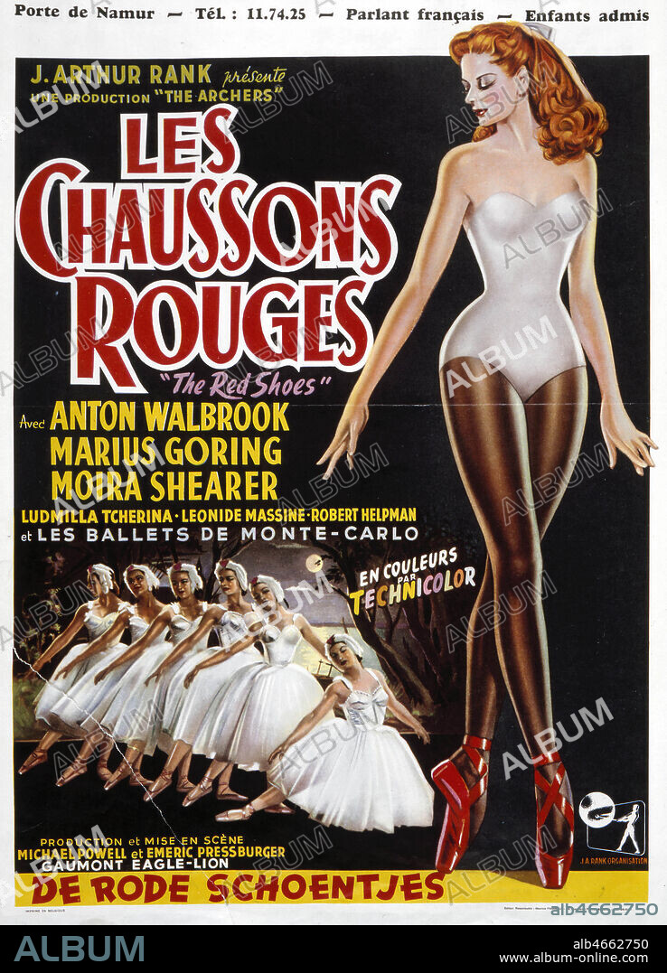 Affiche belge du film 'Les chaussons rouges' realise en 1948 par Michael POWELL (1905-1990) avec Anton WALBROOK et Moira SHEARER (1925-). Credit : Collection KHARBINE-TAPABOR.