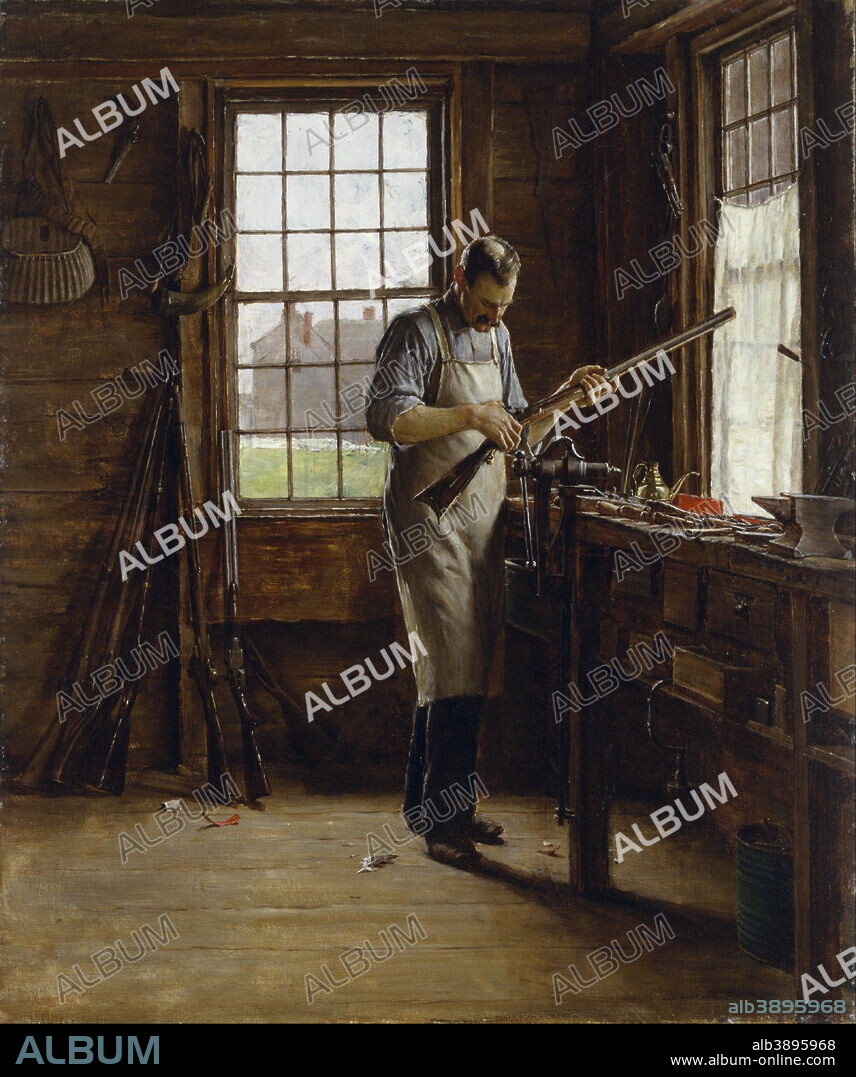 EDGAR MELVILLE WARD. The Gunsmith Shop. Date/Period: 1885/1900. Painting. Oil on canvas. Width: 50.8 cm. Height: 61 cm (without frame).
