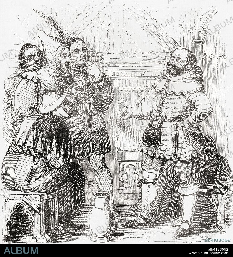 Carpenter, Haberdasher, Weaver, Dyer and Tapestry Maker.  From Old England: A Pictorial Museum, published 1847.
