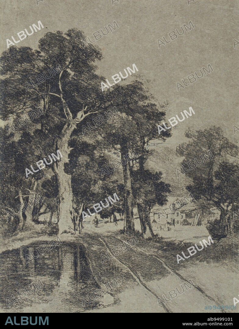 Wooded Landscape, 1810, François Louis Thomas Francia, French, 1772 - 1839, image, sheet: 9 7/8 x 7 5/8 in. (25.08 x 19.37 cm), Soft-ground etching, touched with graphite, England, 19th century.