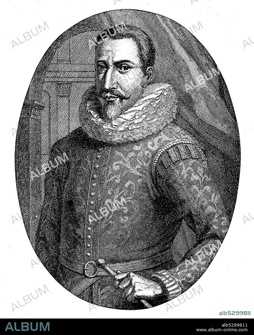 Jan Pieterszoon Coen, January 8, 1587 - September 21, 1629, was governor general of the Dutch East India Company East India Company, VOC, in Southeast Asia  /  Jan Pieterszoon Coen, 8. Januar 1587 - 21. September 1629, war Generalgouverneur der niederländischen Ostindien-Kompanie Oostindische Compagnie, VOC, in Südostasien, Historisch, historical, digital improved reproduction of an original from the 19th century / digitale Reproduktion einer Originalvorlage aus dem 19. Jahrhundert,.