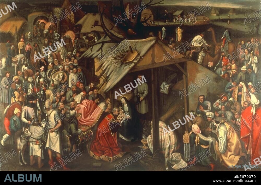 Brueghel, Pieter d. J. 1564-1638. "Die Anbetung der Hl. Drei Könige", undat. (Kopie nach einem Gemälde, um 1556/62, von Pieter Bruegel d. Ä., 1520/25-1569). Öl auf Leinwand, 115 × 171 cm. Kunsthandel London, Sotheby's, 6. Dezember 1989, Lot 81.
