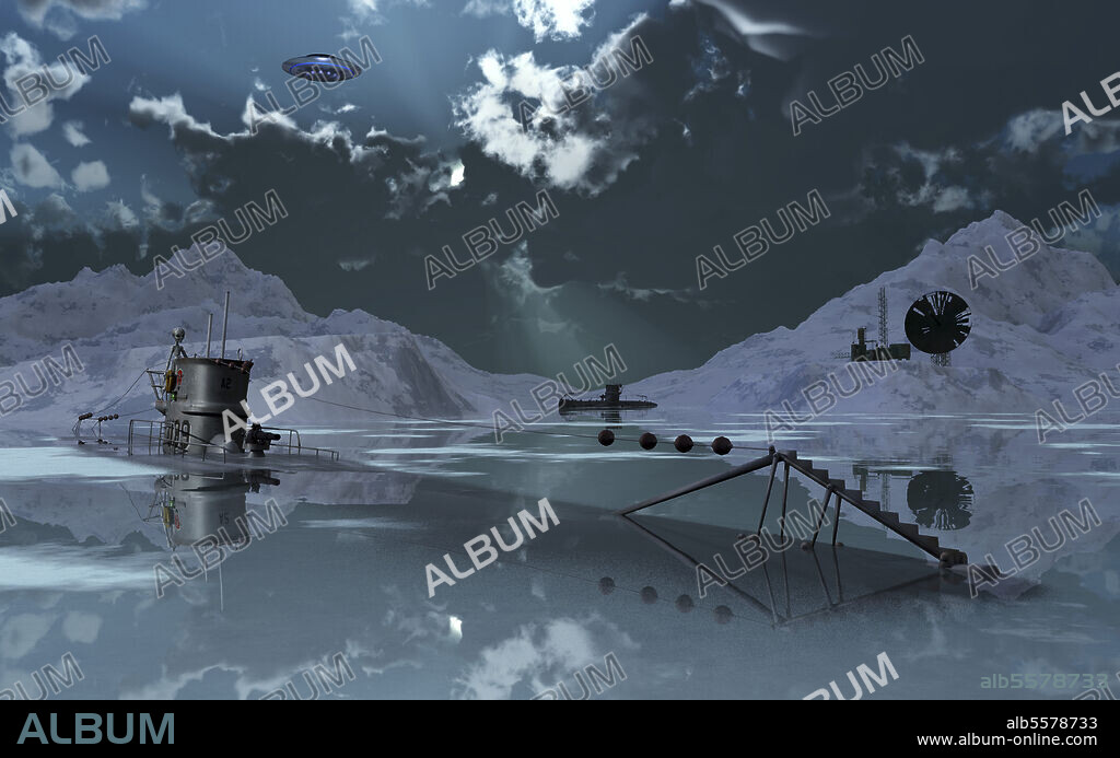 Artist's concept of Station 211, said to be an alien Nazi Base located in the Antarctic.