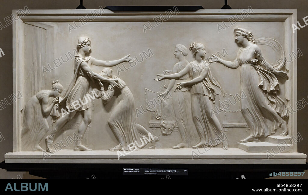 "Return of Telemachus to Ithaca and meeting with Penelope", 1787-90, by Antonio Canova (1757 - 1822), plaster.