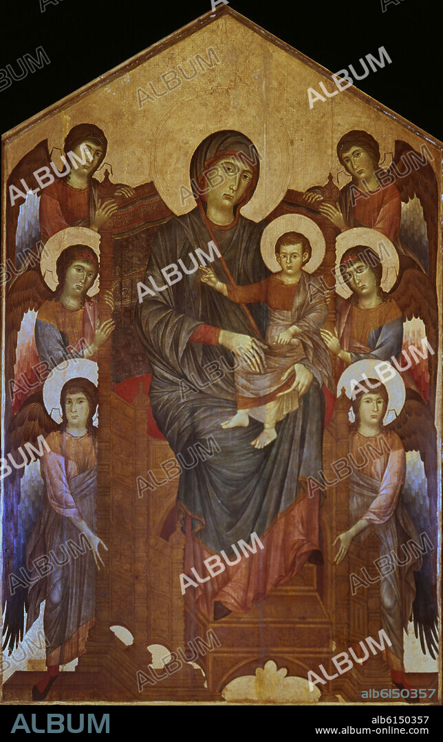 CIMABUE. VIRGEN EN EL TRONO CON ANGELES - S XIII - GOTICO ITALIANO - DUOCENTO.