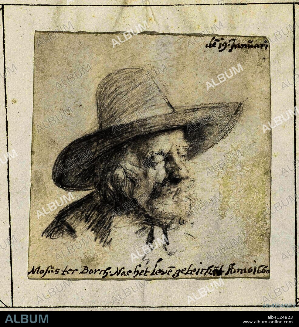Portrait of Gerard ter Borch the Elder. Draughtsman: Moses ter Borch (mentioned on object). Dating: 19-Jan-1660. Place: Zwolle. Measurements: h 97 mm × w 98 mm.
