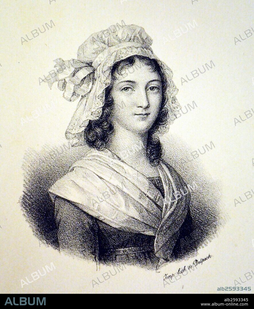 Charlotte Corday (1768-1793) assassin of the French Revolutionary, Jean Paul Marat. Lithograph, Paris, c1840. Photo by: .