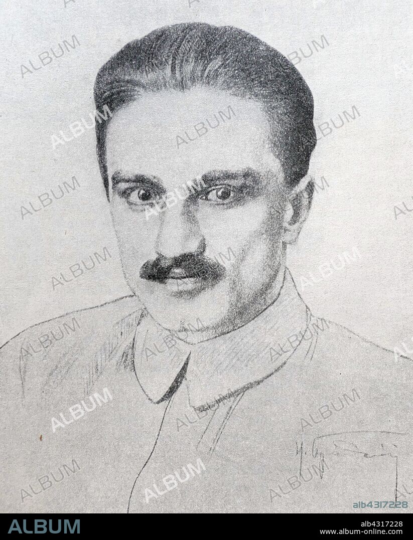 Drawing of Anastas Mikoyan (1895 - 1978), Soviet Armenian revolutionary, and statesman, during the mandates of Lenin, Stalin, Khrushchev and Brezhnev. He was the only Soviet politician who managed to remain at the highest levels of power within the Communist Party of the Soviet Union, as that power oscillated between the Central Committee and the Politburo, from the latter days of Lenin's rule, throughout the eras of Stalin and Khrushchev, until his peaceful retirement after the first months of Brezhnev's rule.
